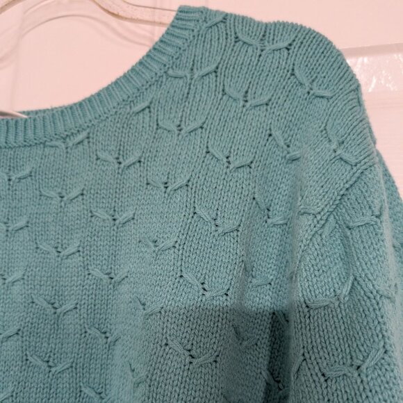 Coldwater Creek Knit Sweater Womens Size Medium Blue Button Detail Pullover - Picture 3 of 12